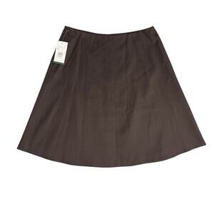 NWT Harve Benard Women's Heritage Prep Lined ALine Skirt Brown 100% Wool Size 14